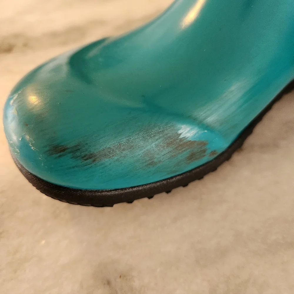Bogs Tall Waterproof Rainboots -Teal with Black Trim - Youth's Size 5